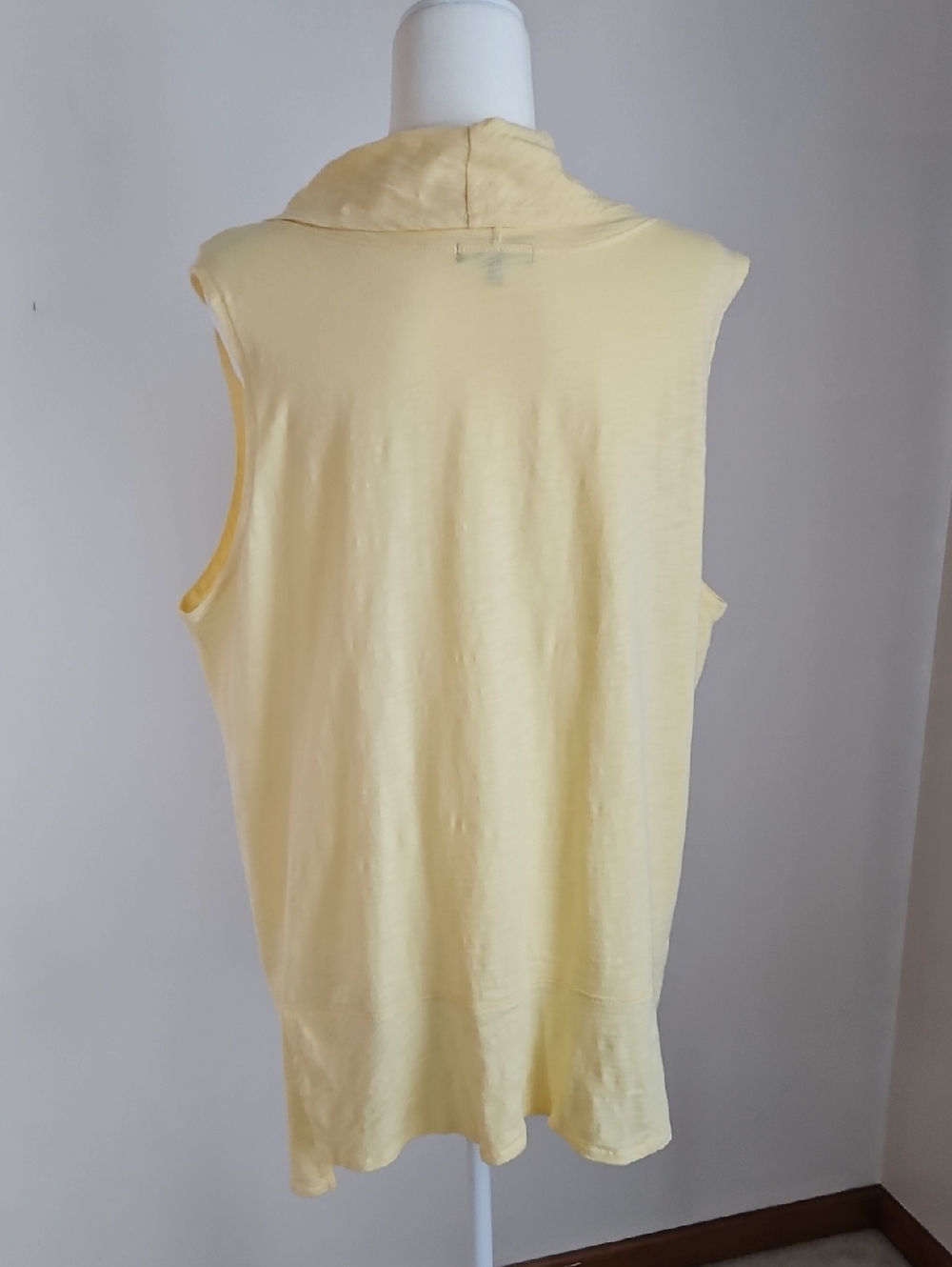 Habitat XL Asymmetric Sleeveless Cowl Neck Tunic Top Cotton Lagenlook Yellow - Picture 2 of 8